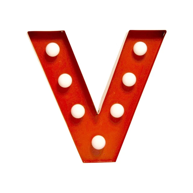 Pusher Mini Las Vegas - Decorazione Luminosa A Forma Di Lettera L, Metallo Rosso, 6x4x10 Cm, A Batteria