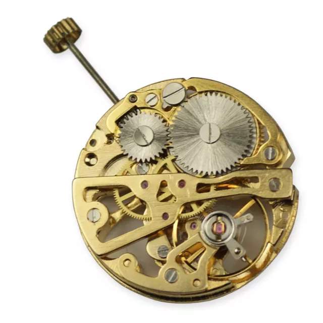 Skeleton gold mechanical manual wind watch movement steampunk project modding