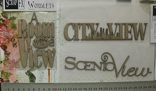 CHIPBOARD "VIEW" Words CITYVIEW, A ROOM with A VIEW- 2 Design Choice Scrap FX W1