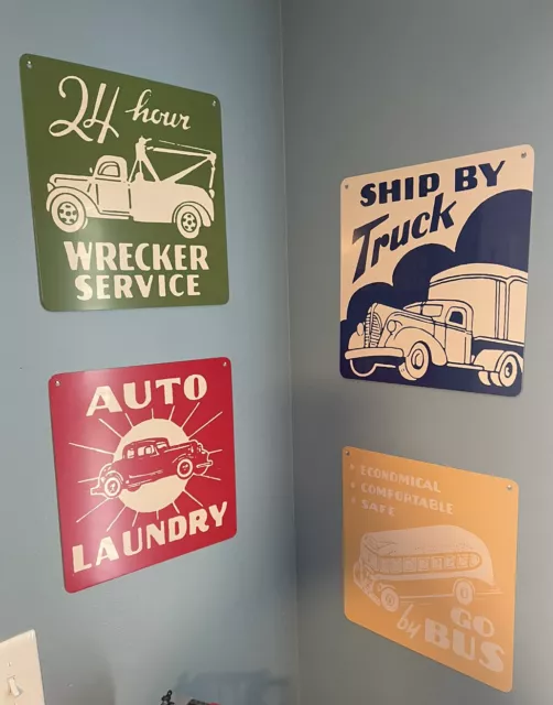The Land Of Nod Metal Transportation Signs EUC