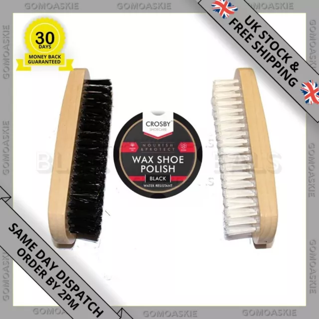 Shoe Brush Set Cleaning Kit Black Stylish Polish Leather Boot Shine Brushes Care