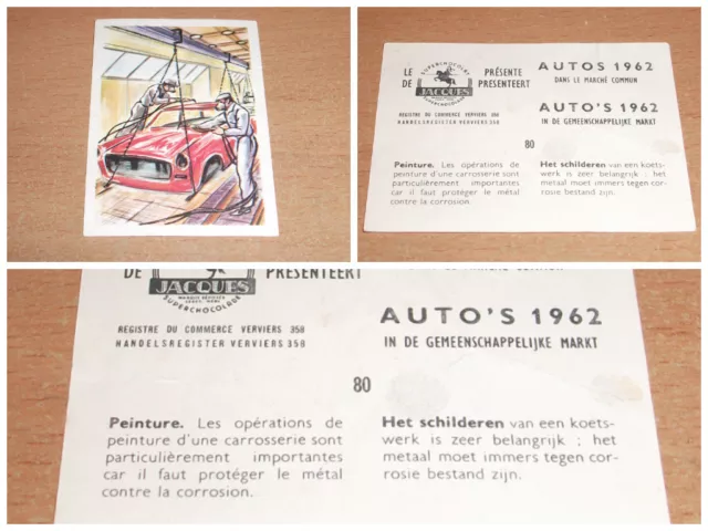 Chromo Chocolat Jacques N° 80 : Autos 1962 / Peinture