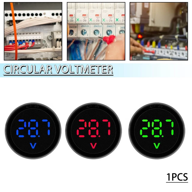 Car Voltmeter DC 4-100V LED Digital Display Round Two Wire panel Voltage C
