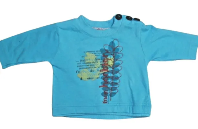 💕 CLAYEUX bébé 3 mois 💕 Fille superbe haut top tee shirt manches longues bleu
