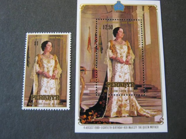 PENRHYN   MINI SHEET  & STAMP for QUEEN MOTHER 80th BIRTHDAY MNH