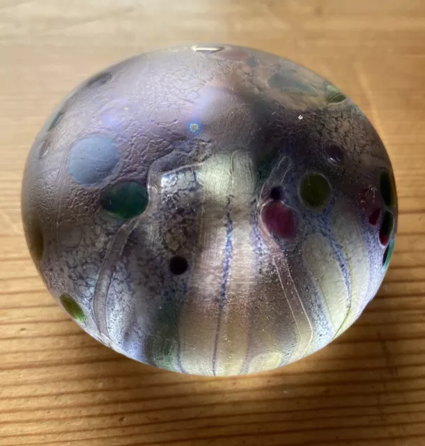 Isle Of Wight Iridescent Abstract Surface Glass Art Paperweight-