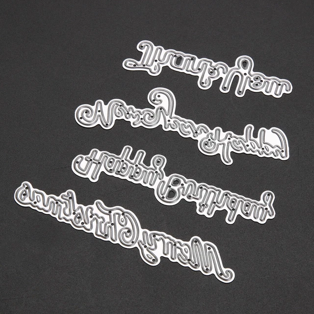 4Pcs Happy Birthday Metall Stanzformen für Scrapbooking stirbt Metall prägen Ord