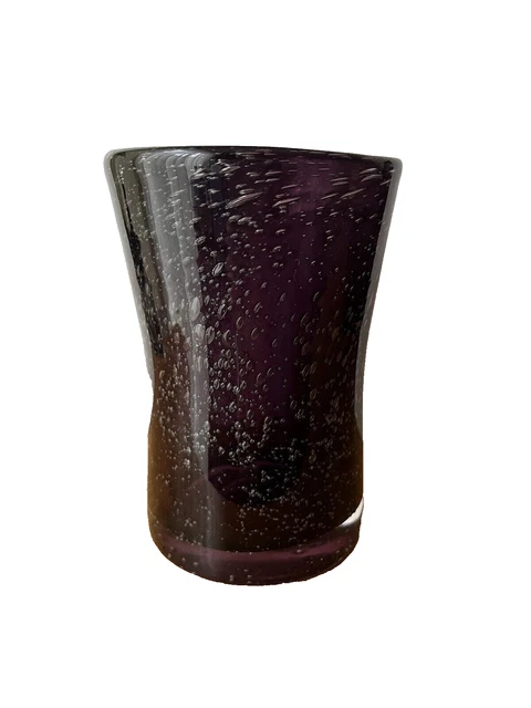 Dark Purple Art Blown Glass Bubble Vase Toothbrush Holder