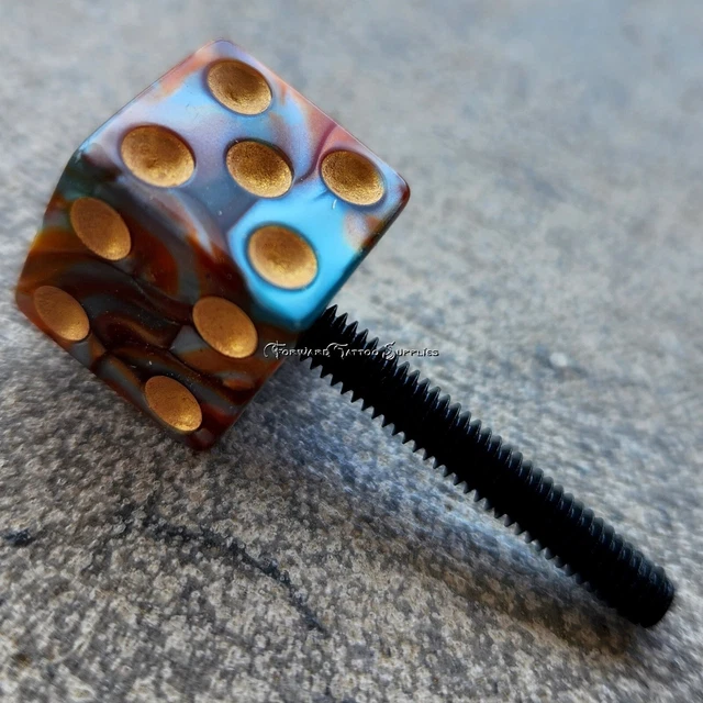1 máquina de tatuaje 8-32 hilo americano tornillo de contacto verde/bronce galaxia parte superior de dados