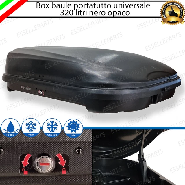 Set Box Da Tetto VDP 320L Effetto Carbonio + Barre Portapacchi In Alluminio Per Mazda 5 (05-10) Con Serratura