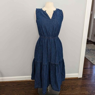 Women's Lauren Ralph Lauren Denim Tiered Midi Dress Size 8 Medium Large