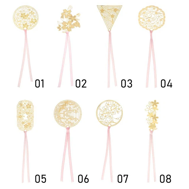 New Book Holder Rose Gold Apricot Tassel Leaf Chinese Style Metal Bookmark