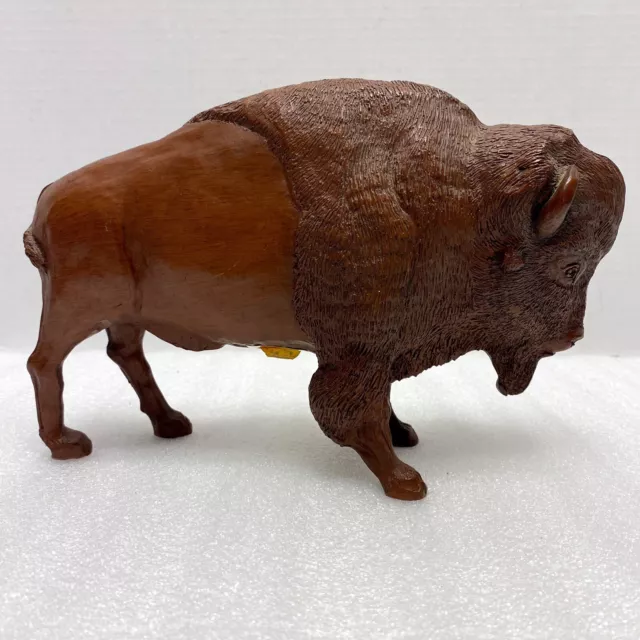 Red Mill Mfg American Buffalo Bison Handcrafted Figurine Carved Wooden Resin