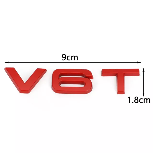 V6T Emblem Badge Fit For AUDI A1 A3 A4 A5 A6 A7 Q3 Q5 Q7 S6 S7 S8 S4 SQ5 Red 3