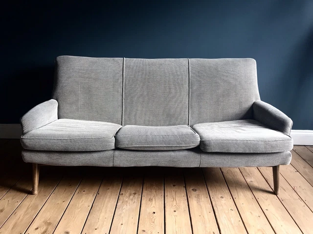 Mid Century Sofa Grey Check Settee by Parker Knoll 1950s 1960s 1970s