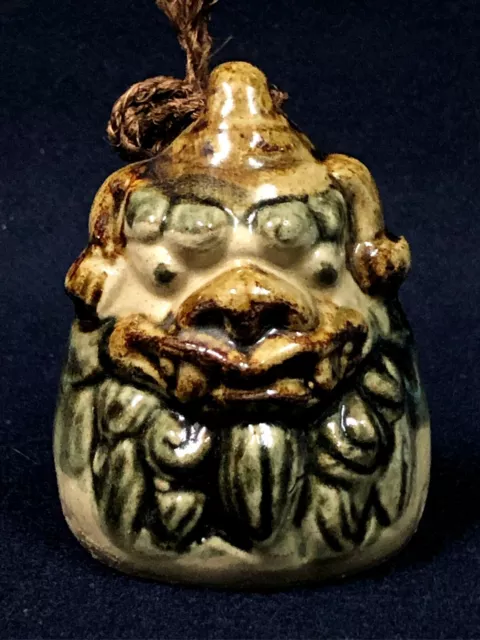 Japanese Clay Bell Dorei Okinawan Shisa Foo Lion Dog Head Vtg Pottery Doll