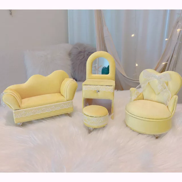 3PC Dollhouse Miniature 1/6 Scale Sofa Jewelry Storage Chair Set Furniture Home
