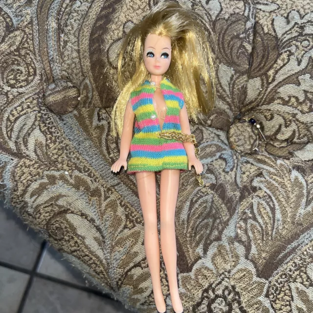 Gorgeous 1970 Vintage Angie Blond Topper Dawn Doll In Dawn's Dress