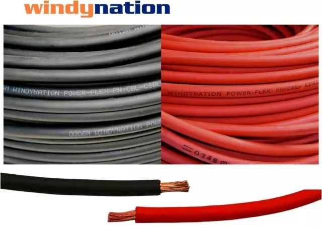 Welding Cable Red Black 2 AWG GAUGE COPPER WIRE BATTERY CAR SOLAR LEADS
