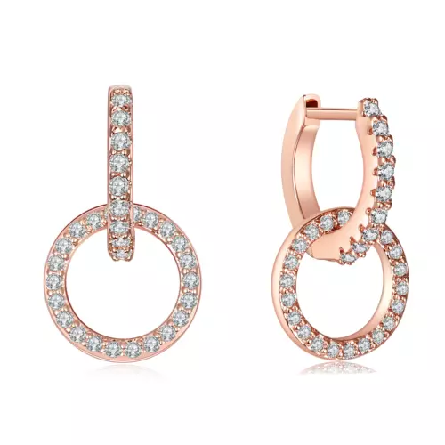 Buyless Fashion Womens And Girls Double Circle Hoop Dangle Earring With Stones