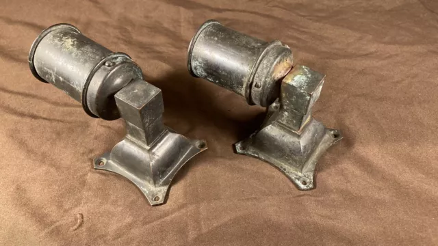 Antique Pair of Arts And Crafts Cast Brass / Bronze Wall Sconce