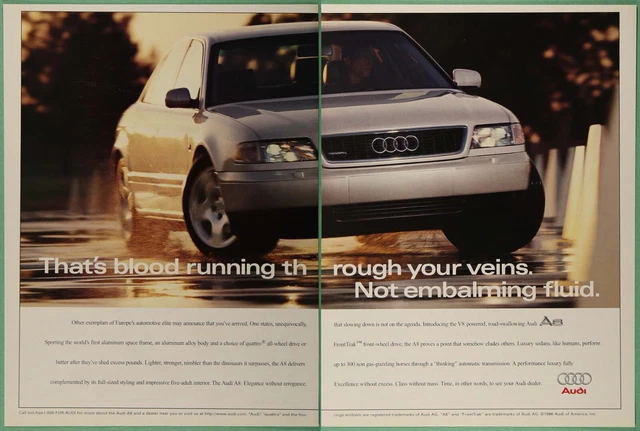 Audi A8 Wet Road Slalom Pylons Skid Pad Vintage Print Ad 1997