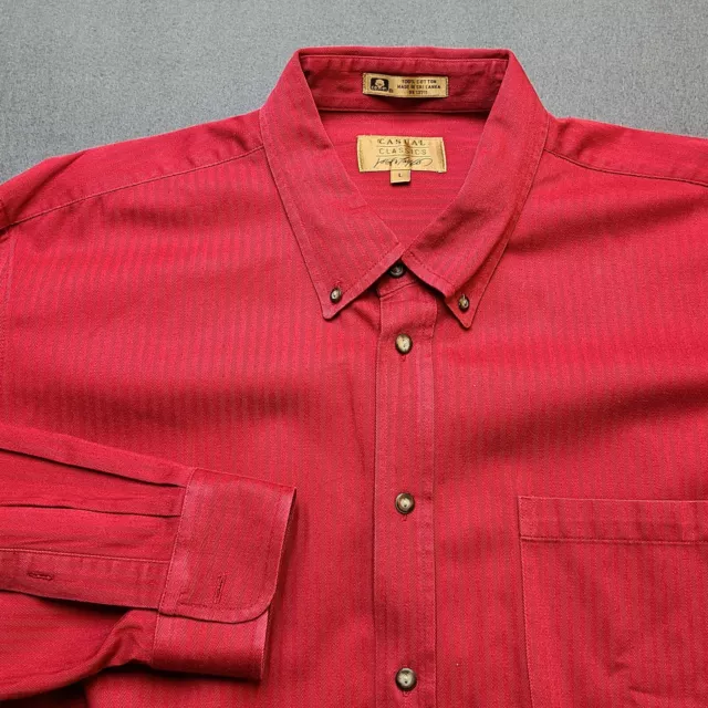 VINTAGE Lord & Taylor Men Large Red Heavy Cotton Button Up Shirt