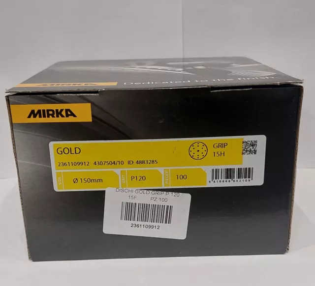 Mirka Gold GRIP P120 150mm 15H 2361109912 KIT 100 PEZZI X disco abrasivo