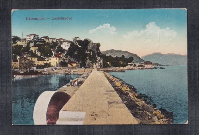 Bosnia-Herzegovina 1916 Ww1 Censored ’Castelnuovo’ Postcard Zelenika To Trieste