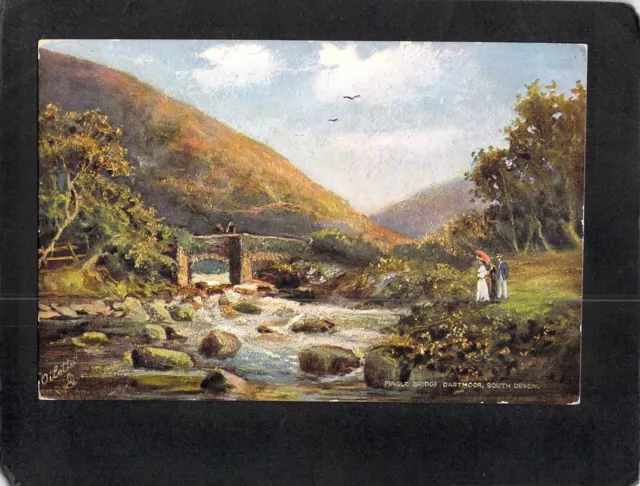 D2656 UK Dartmoor Fingle Bridge Tucks vintage postcard