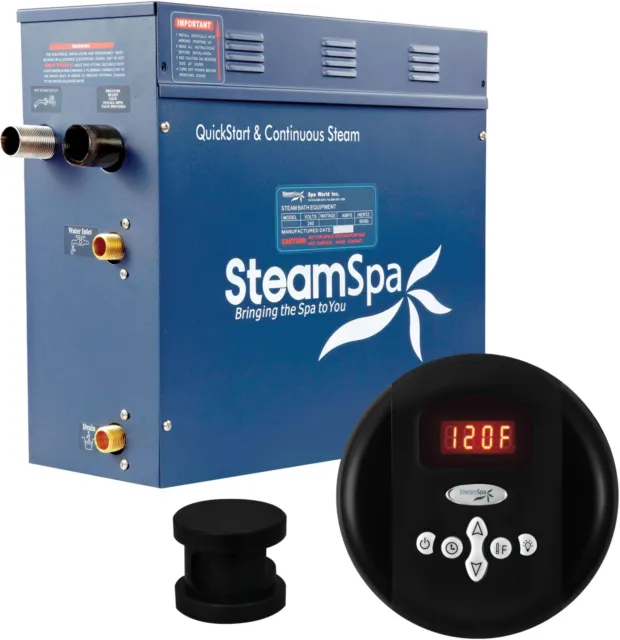 Paquete generador de baño de vapor SteamSpa OA600 Oasis 6 KW QuickStart - negro