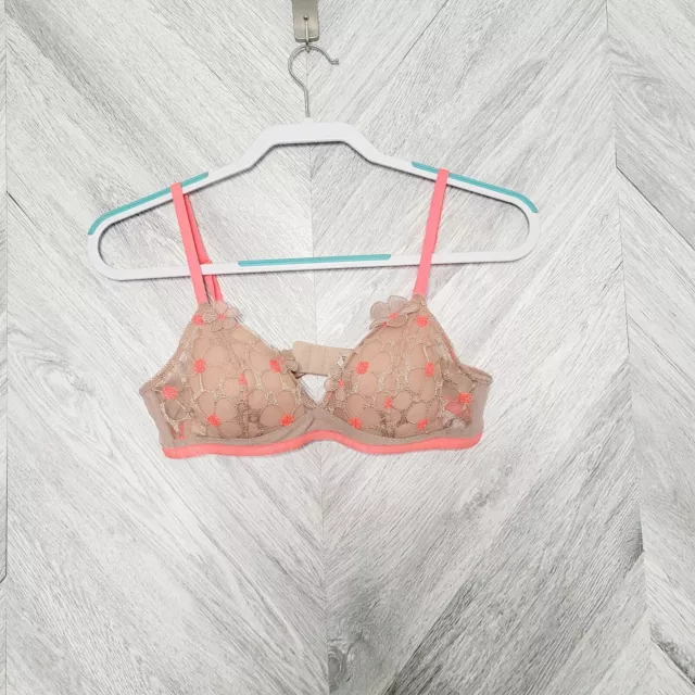 Huit Neon Pink Floral Lace 32B Bra