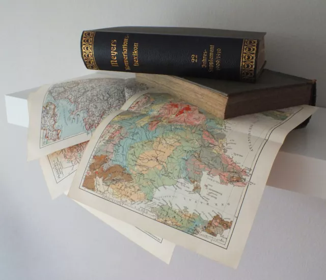 Original Lithografie Lithographie 1905 -1909 Landkarte Karte Mappe Freie Auswahl
