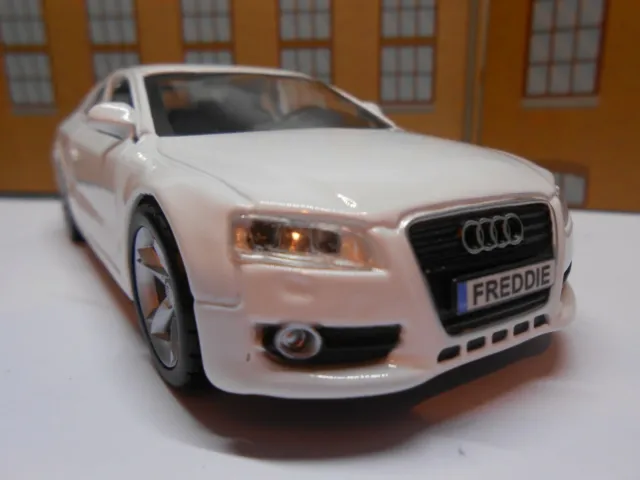 AUDI A5 WHITE 1:32 PERSONALISED NAME PLATES Toy Car MODEL BOY DAD BIRTHDAY GIFT