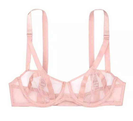 VS luxe lingerie unlined mesh balconet bra new size 32b demure pink