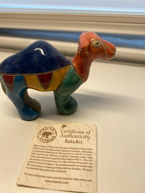 Raku Camel Figurine Certificate of Authenticity