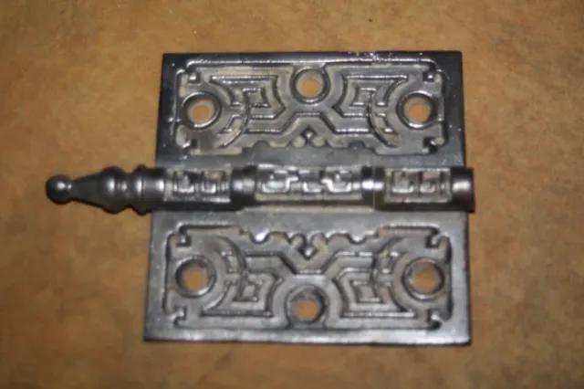 Matched Pair Cast Iron Antique Ornate Eastlake Victorian Steeple Pin Door Hinges 2