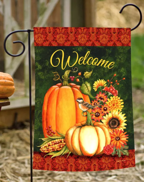 Toland Welcome Gourds 12x18 Fall Autumn Pumpkin Harvest Garden Flag