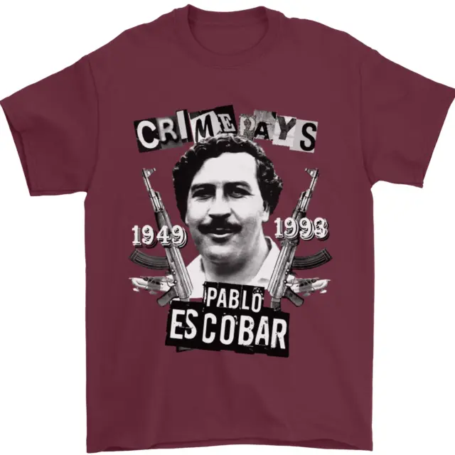 Maglietta da uomo Pablo Escobar Crime Pays cotone Gildan