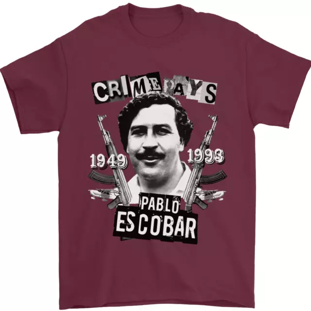 Maglietta da uomo Pablo Escobar Crime Pays cotone Gildan