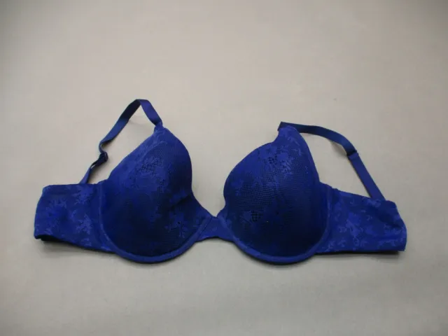 36DD GILLIGAN&OMALLEY Womens Blue Lace Lined Underwire Back Closure Demi Bra 8M