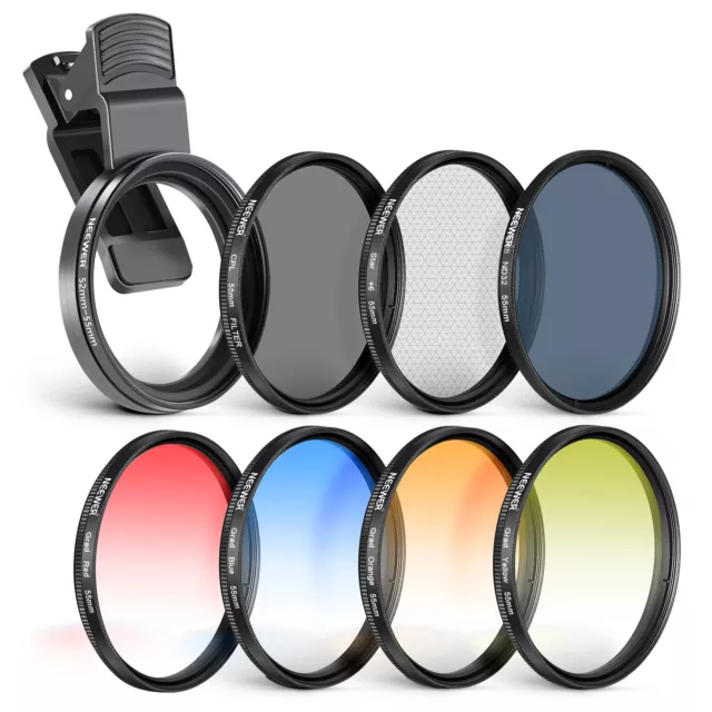 NEEWER 55mm Clip On Filters Kit for Phone&Camera, CPL, ND32 ND Filter for iPhone