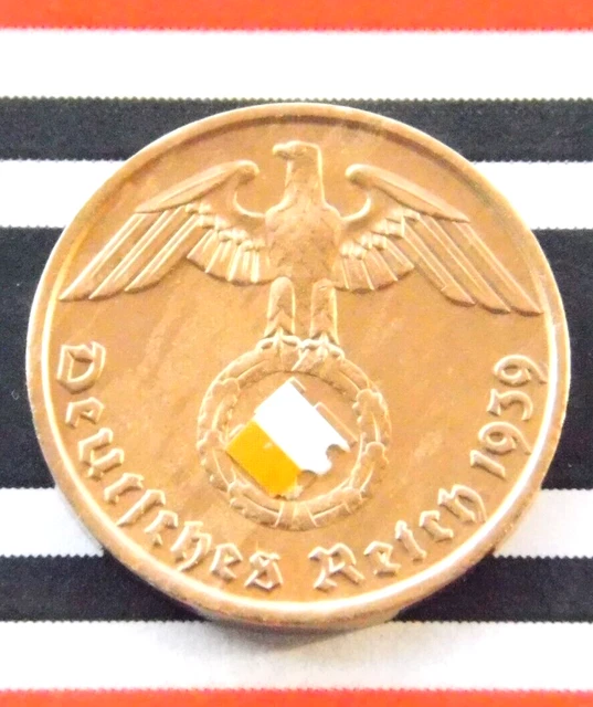 GERMAN Coin 1939 J 2 REICHSPFENNIG SWASTIKA COPPER 3RD REICH WW2 +RARE+ Pfennig