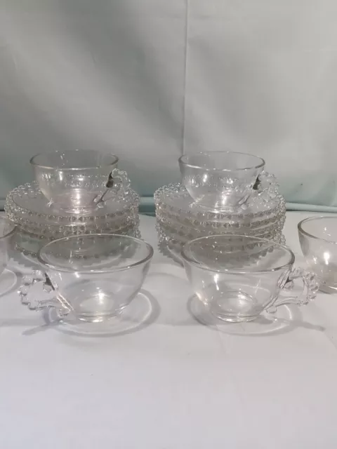 Vintage Imperial Glass Candlewick Cups And Saucers Depression Glass