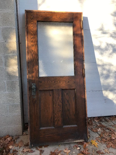 HO antique oak entrance door with jam 37.75 x 84.25