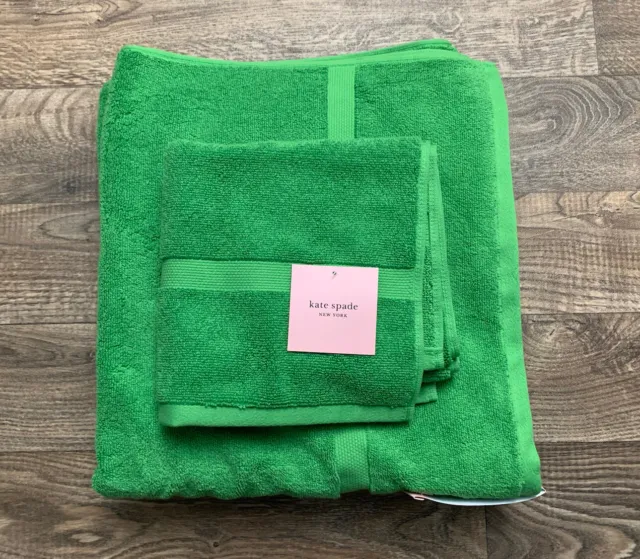 NEW KATE SPADE NY Towel Set Of 3 Picnic Green - Harrington Bath
