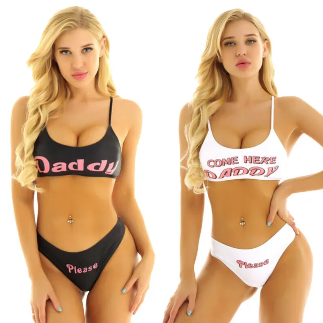 WOMENS COME HERE DADDY Lingerie Set Bodysuit Cosplay Bra Top Brief