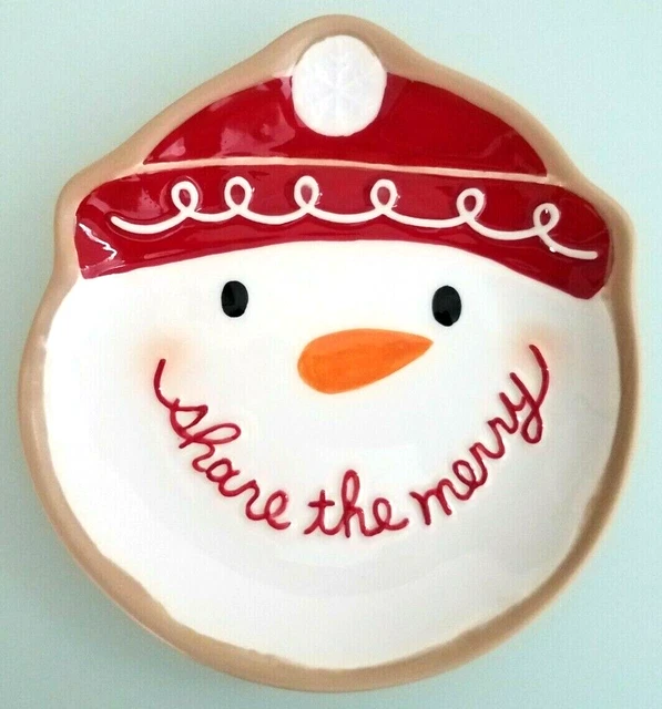 "Plato de cerámica pintado a mano Hallmark Share The Merry Snowman 7,25"" x 6,75"