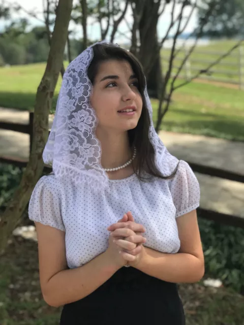 Wrapped in His Grace - Veils and Wraps church mantilla white black ivory