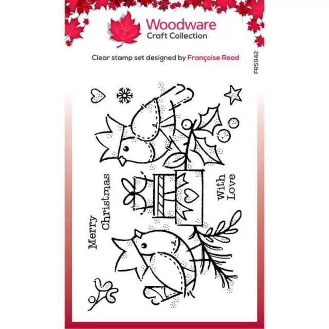 Woodware Robin Party Mistletoe Love 7 Pce Clear Stamp Set Christmas Card Making
